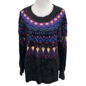 Time and Tru Fair Isle Sweater Black Multicolor Size XXL (20)